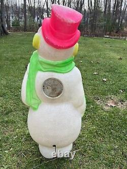Blow Mold Giant Snowman 48 Tall Empire 1968 Lights Work Candy Cane