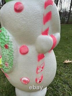 Blow Mold Giant Snowman 48 Tall Empire 1968 Lights Work Candy Cane