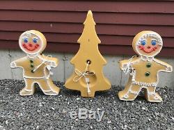 Blow Mold Gingerbread Christmas Collection Tree Girl And Boy Don Featherstone