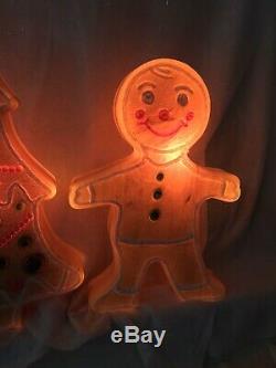 Blow Mold Gingerbread Christmas Collection Tree Girl And Boy Don Featherstone