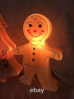 Blow Mold Gingerbread Collection Tree Girl Boy Colored Icing Don Featherstone