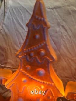 Blow Mold Gingerbread Collection Tree Girl Boy White Icing Don Featherstone