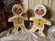 Blow Mold Gingerbread Girl Boy Figures Colored Icing Don Featherstone Pair