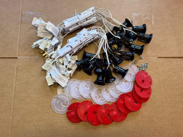 Blow Mold Light Cords Large Lot Of 20 White Red Plates Screws Collectors Sale