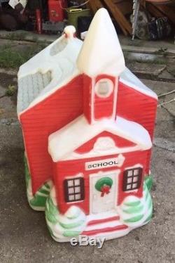 Blow Mold Lot Vtg Christmas RARE Church And School House Large Lighted Lawn 40