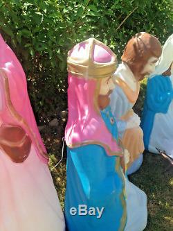 Blow Mold Nativity LIFE SIZE RARE 3 Wisemen Mary Joseph Jesus Lot 7pc NEW LENOX