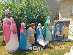 Blow Mold Nativity LIFE SIZE RARE 3 Wisemen Mary Joseph Jesus Lot 7pc NEW LENOX