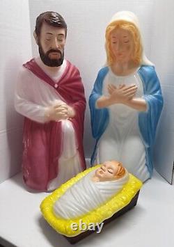 Blow Mold Nativity Set Mary Joseph Baby Jesus Christmas Yard Decoration Light Up