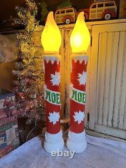 Blow Mold Noel Christmas Candles General Foam New Stock Pair 38 Inches Tall