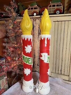 Blow Mold Noel Christmas Candles General Foam New Stock Pair 38 Inches Tall