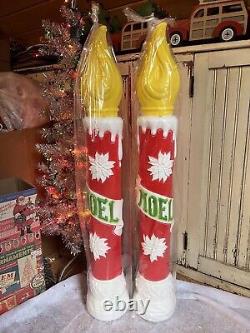 Blow Mold Noel Christmas Candles General Foam New Stock Pair 38 Inches Tall