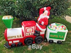 Blow Mold Santa Claus Red Train Tender Smoke Stack RARE