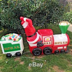 Blow Mold Santa Claus Red Train Tender Smoke Stack RARE