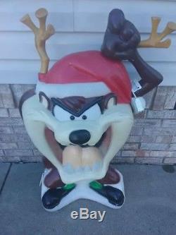 Blow Mold Taz Christmas Outside Lighted Decoration Used Vintage Looney Tunes