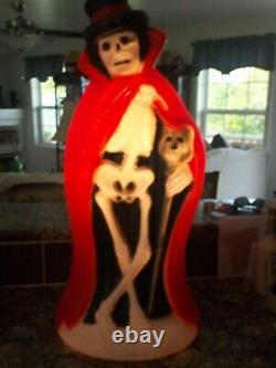 Blow Mold Vintage Skeleton Halloween 34 Tall Rare Cape Cane Ghoul Gentleman