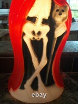 Blow Mold Vintage Skeleton Halloween 34 Tall Rare Cape Cane Ghoul Gentleman