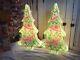 Blow Mold White Gingerbread Trees Red And Green Union Don Featherstone 29