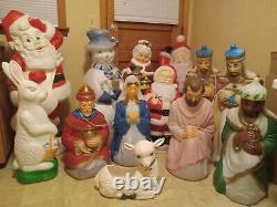 Blow mold lot TPI Mrs Claus Santa Christmas snowman rabbit 3 wise men nativity