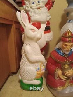 Blow mold lot TPI Mrs Claus Santa Christmas snowman rabbit 3 wise men nativity