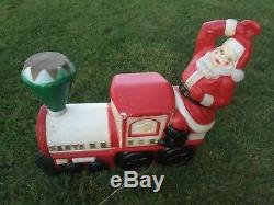 Blow mold red train with santa