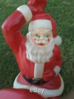 Blow mold red train with santa