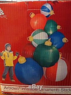 Brand New! RARE 8 ft. Tall Airblown Inflatable Ornaments Stack Gemmy