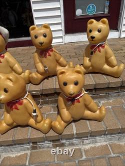 Bulk Lot Of 7 Vintage Christmas Blow Mold Union Teddy Bear Works 17.5 H Toy Bulk Lot Of 7 Vintage Christmas Blow Mold Union Teddy Bear Works 17.5 H Toy