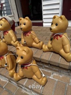 Bulk Lot Of 7 Vintage Christmas Blow Mold Union Teddy Bear Works 17.5 H Toy Bulk Lot Of 7 Vintage Christmas Blow Mold Union Teddy Bear Works 17.5 H Toy