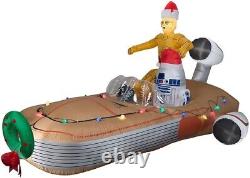 CHRISTMAS 11 FT GEMMY STAR WARS LAND SPEEDER Airblown Yard Inflatable R2D2, C3PO