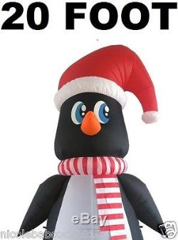 Christmas 20 Ft Airblown Inflatable Penquin In Santa Hat Scarf Yard Decor