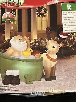 CHRISTMAS Animated Scrubbing Hot Tub SANTA REINDEER Lighted Airblown inflatable