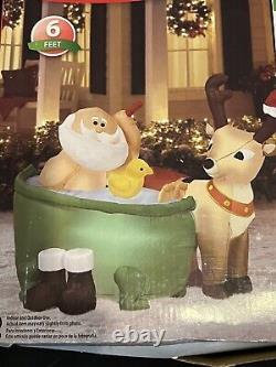CHRISTMAS Animated Scrubbing Hot Tub SANTA REINDEER Lighted Airblown inflatable