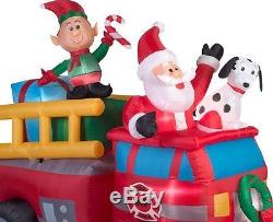 CHRISTMAS FIRETRUCK With SANTA LIGHTED AIRBLOWN INFLATABLE YARD DECOR