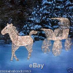 Christmas Lighted Horse & Carriage Sleigh Ice Crystal Holiday Yard Decor