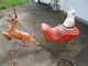 Christmas Rare Poloron, 1960 Santa Sleigh With Reindeer Sled Blow Mold Pickup Onl