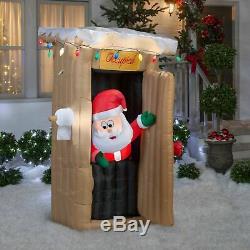 CHRISTMAS SANTA ANIMATED OUTHOUSE BATHROOM Airblown Inflatable GEMMY