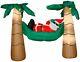 Christmas Santa Hammock Tropical Beach Palm Trees Airblown Inflatable Gemmy 7.5