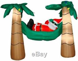 CHRISTMAS SANTA HAMMOCK TROPICAL BEACH PALM TREES Airblown Inflatable GEMMY 7.5