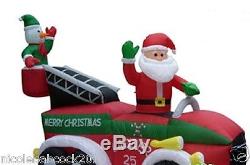 Christmas Santa Snowman Fire Truck Airblown Inflatable Prop Yard Decor