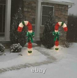 Candy Cane 48 Set of 2 Lighted Soft Tinsel Outdoor Christmas Decor NEW