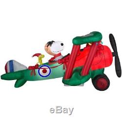 Christmas 12' Wide Airblown Inflatable Peanuts Snoopy Airplane Animated