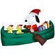 Christmas 6 Ft Santa Snoopy Animated Canoe Airblown Inflatable Yard Gemmy Peanut