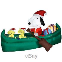 Christmas 6 Ft Santa Snoopy Animated Canoe Airblown Inflatable Yard Gemmy Peanut