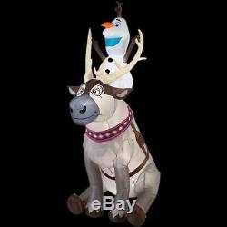 Christmas 7.5 Gemmy Lighted Frozen Olaf & Sven Airblown Inflatable Yard Decor