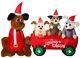 Christmas 7 Ft Santa Wagon Full Of Puppies Dogs Airblown Inflatable Yard Gemmy