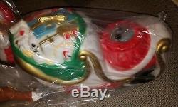Christmas 72 Santa and Sleigh Lighted Blow Mold withLighted Reindeer- NEW IN BOX