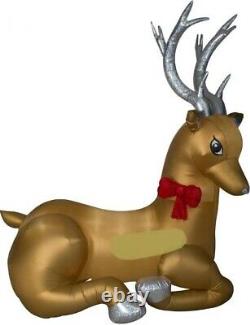 Christmas 8.5 Ft Santa Reindeer Mixed Media Airblown Inflatable Yard Gemmy