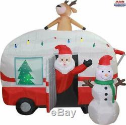 Christmas 8 Ft Air Blown Inflatable Santa Camper RV Scene Yard Art Decoration