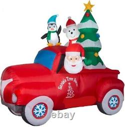 Christmas 8 Ft Santa Pickup Truck Tree Farm Airblown Inflatable Yard Gemmy