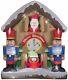 Christmas Air Blown Inflatable Animated Santa Clock Scene With Nutcrackers